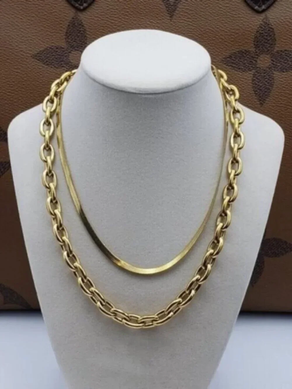 Authentic Louis Vuitton Padlock w/unbranded 18k GoldPlated stainless DoubleChain